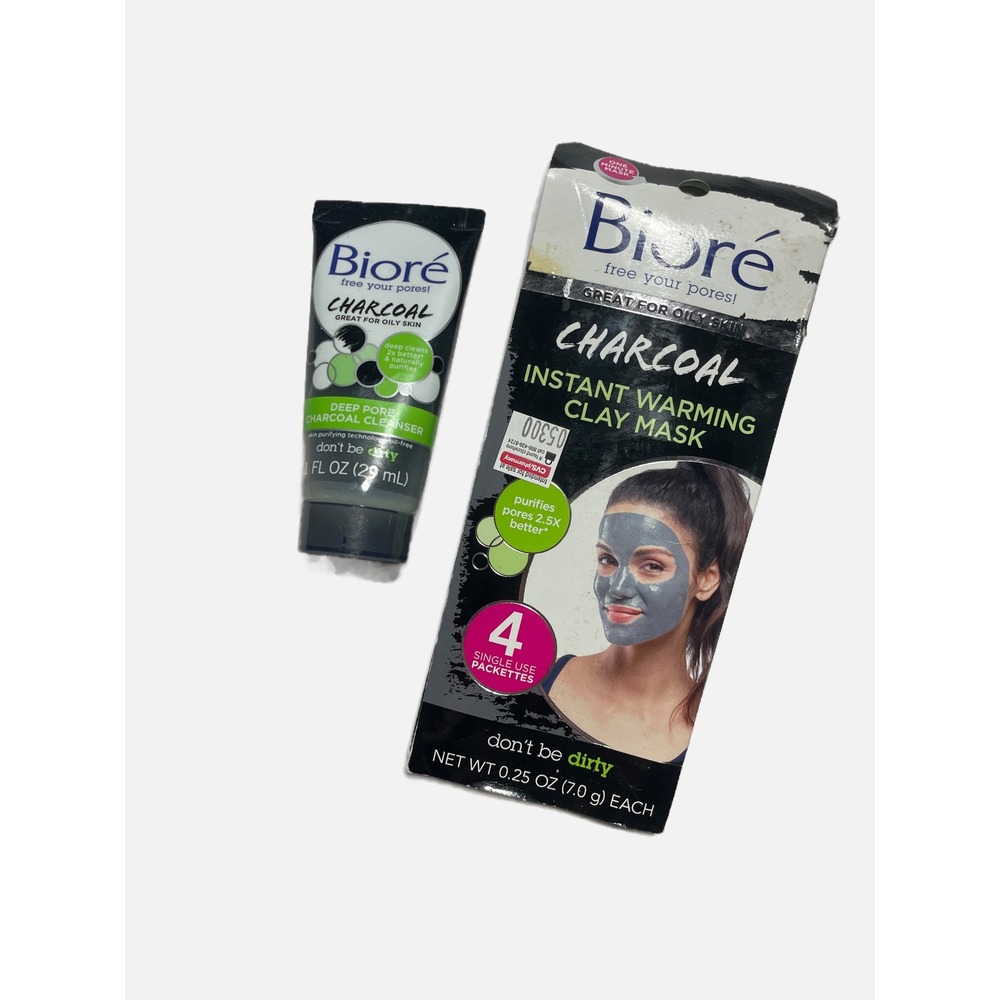 Biore Charcoal Face Wash and Mask Set Unisex OS Black Deep Pore Cleansing Skinca